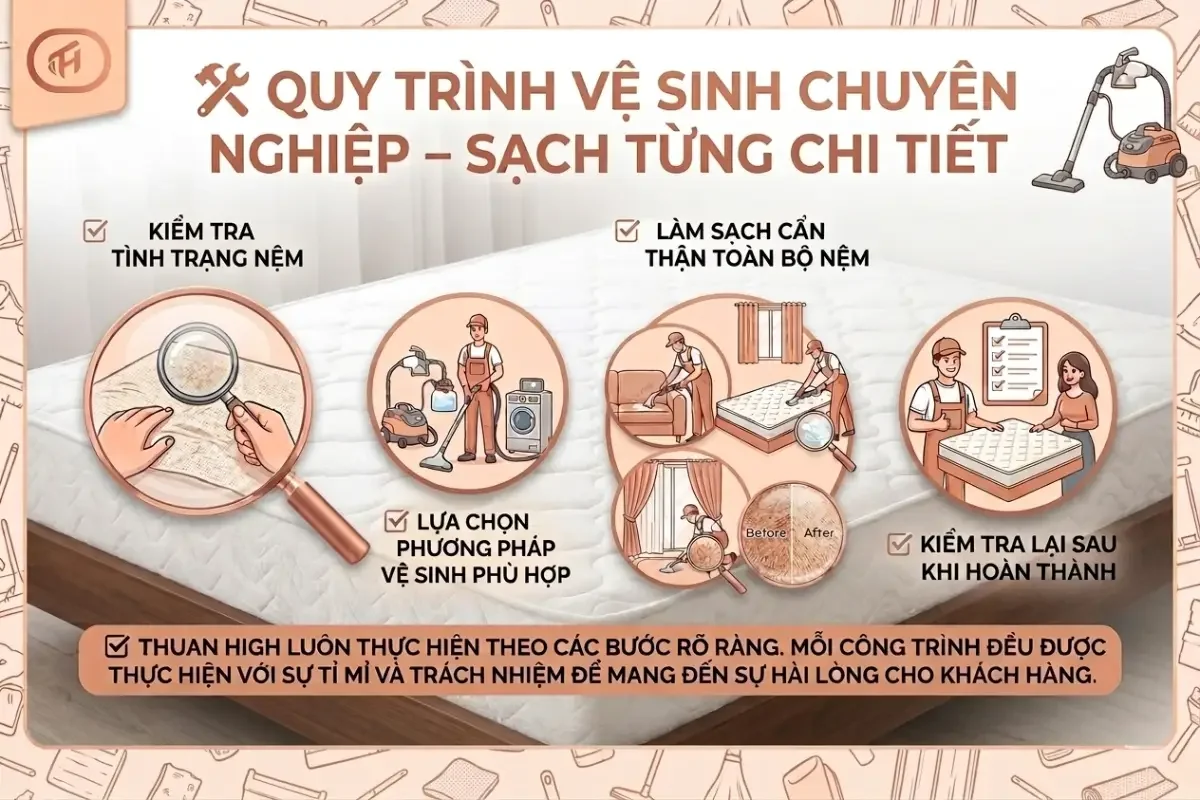 Quy Trình Vệ Sinh Nệm Tại Nhà