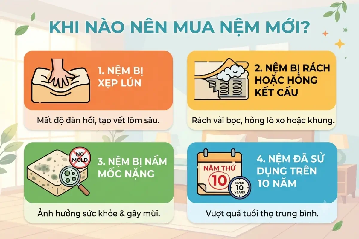 Đối với nệm hư kết cấu nên bỏ đi là cách tối ưu nhất