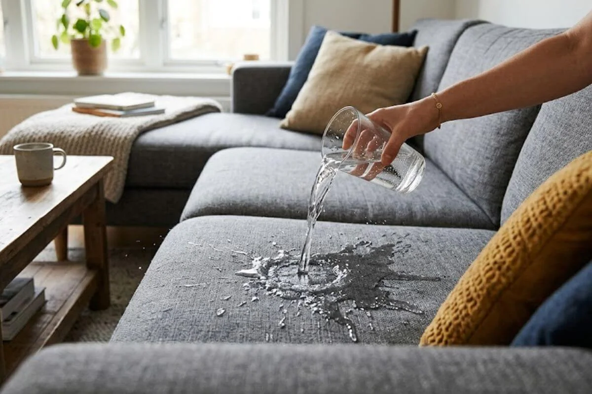 Không nên đổ nước quá nhiều khi tự giặt sofa